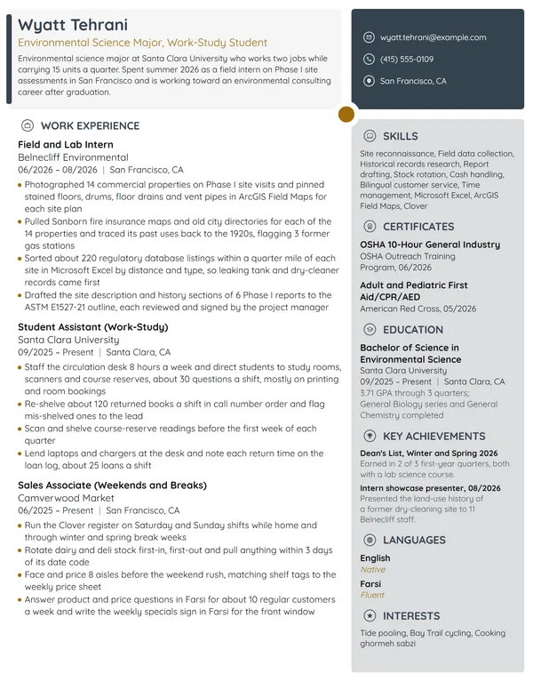Need-Based Scholarship resume example