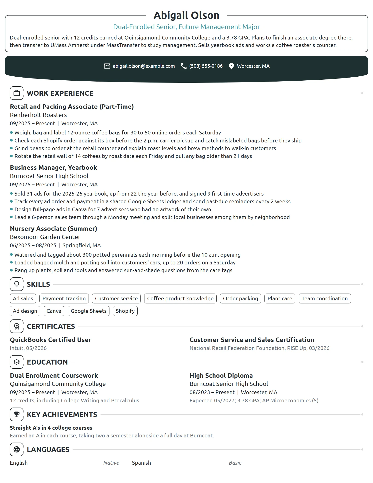 Transfer Scholarship resume example