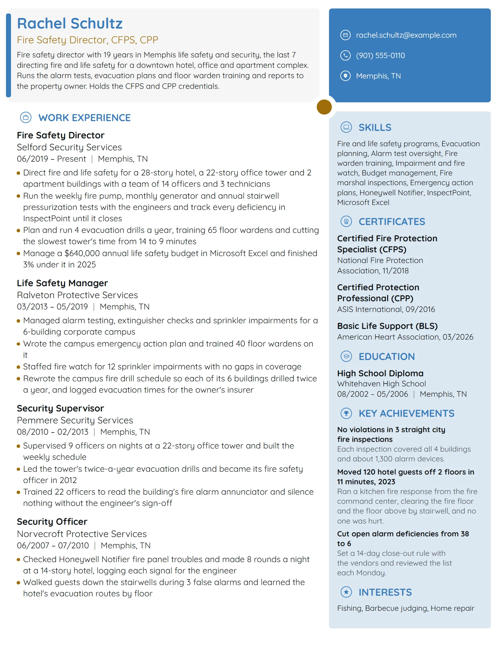 Fire Safety Director resume example