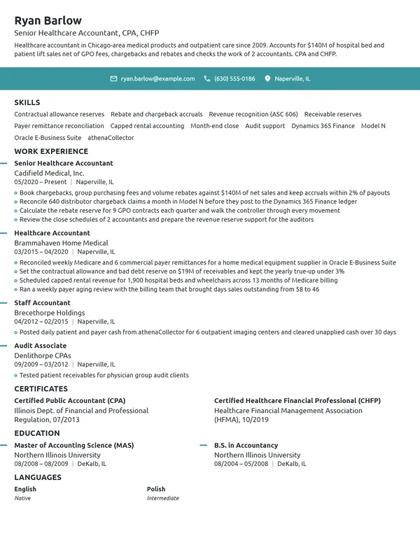 Senior Healthcare Accountant resume example