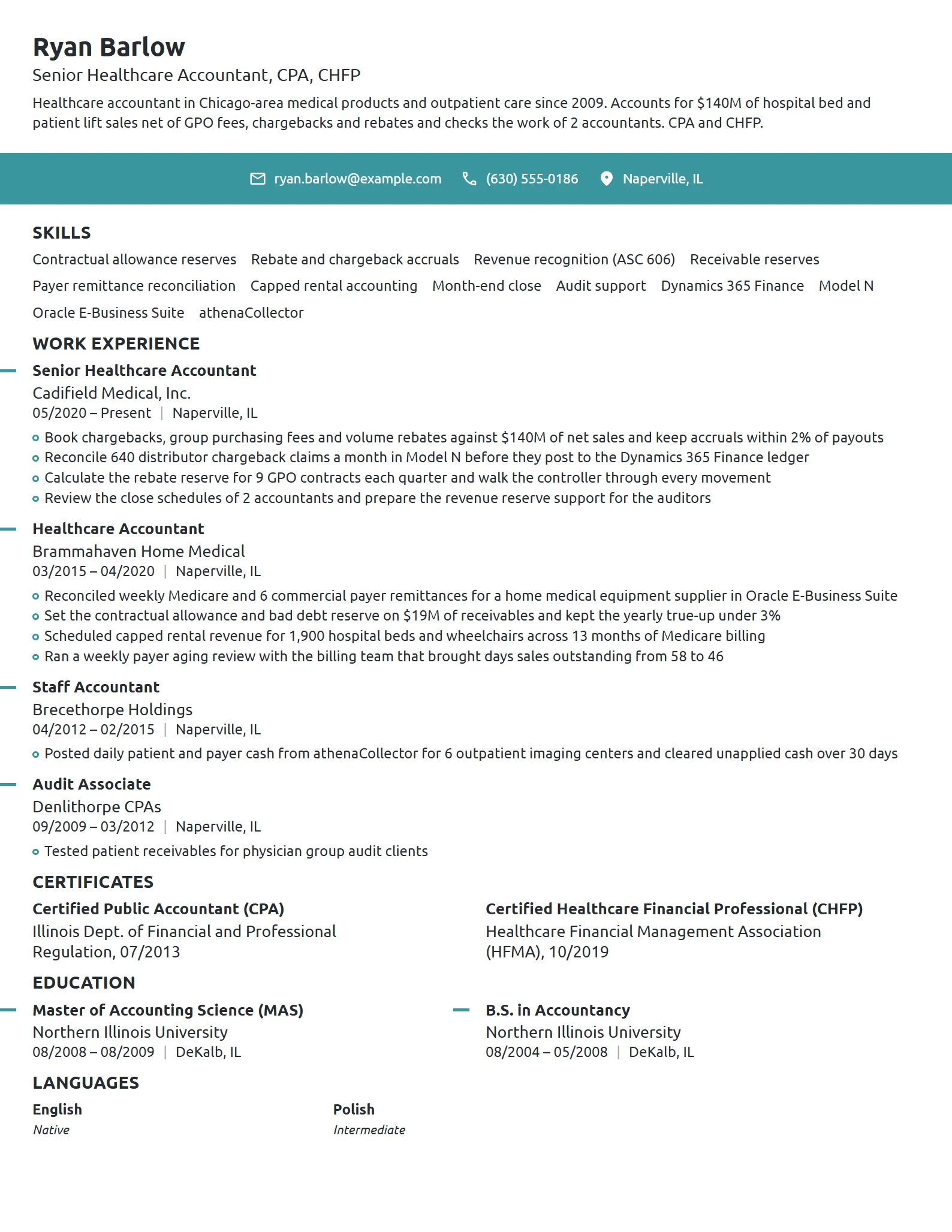Senior Healthcare Accountant resume example