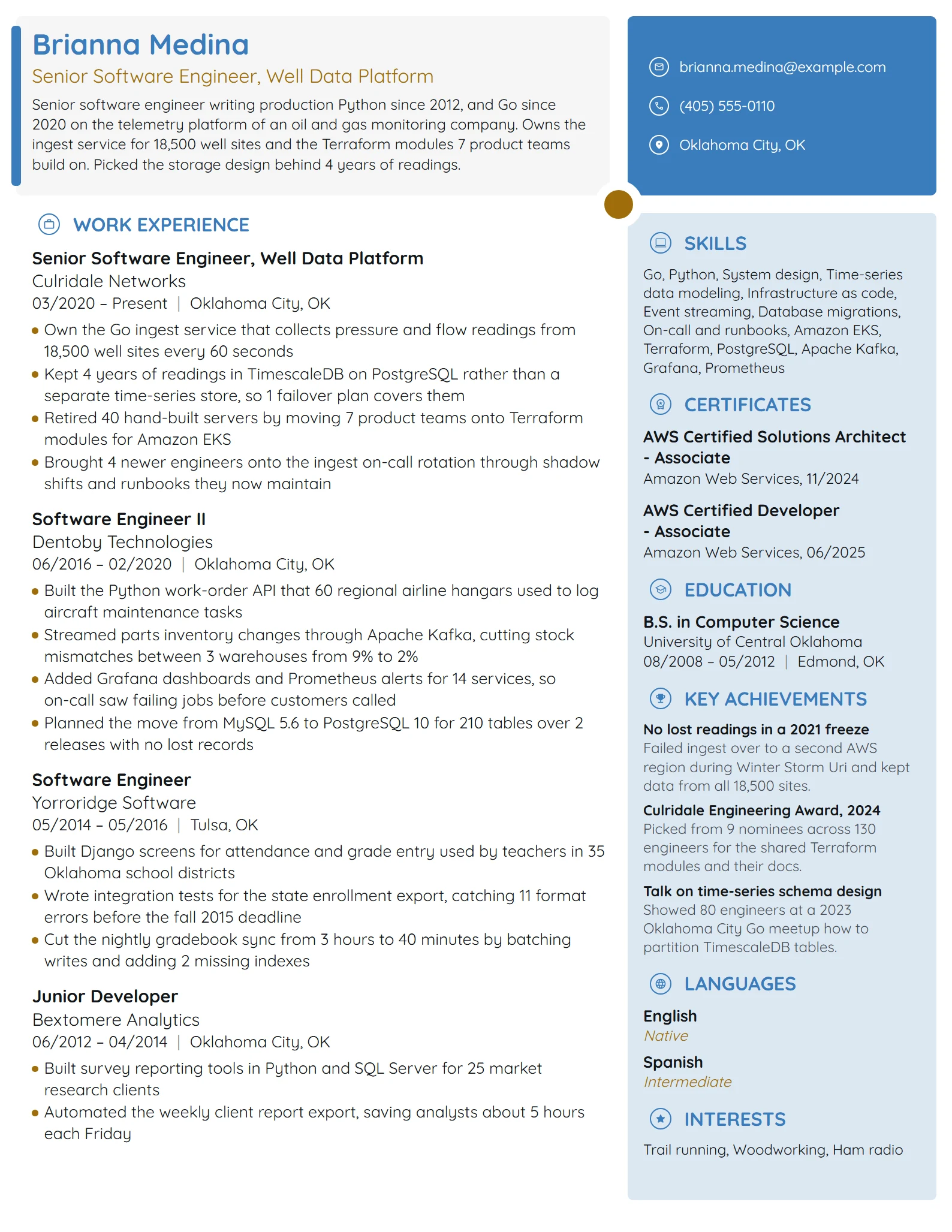 Senior Software Engineer resume example