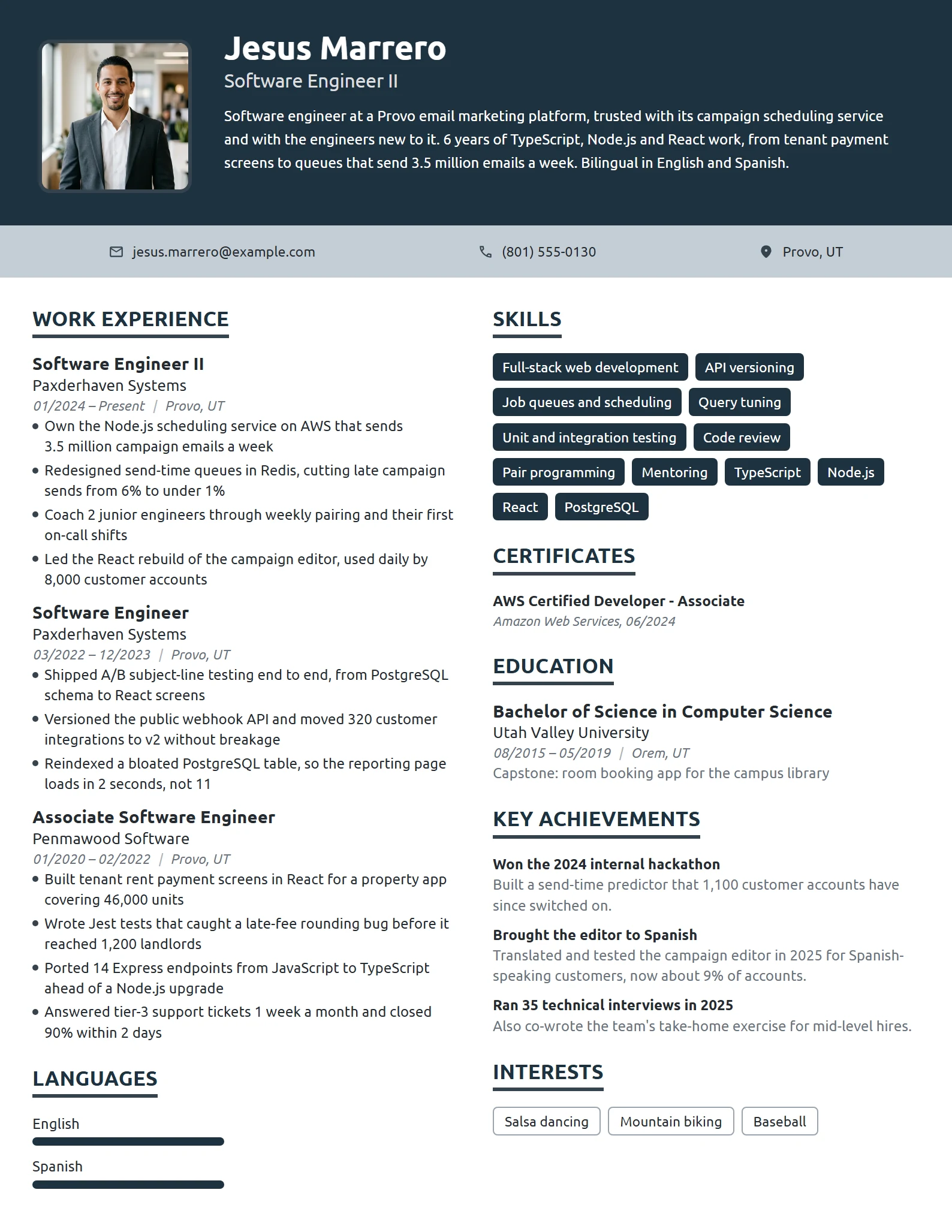 Mid-Level Software Engineer resume example