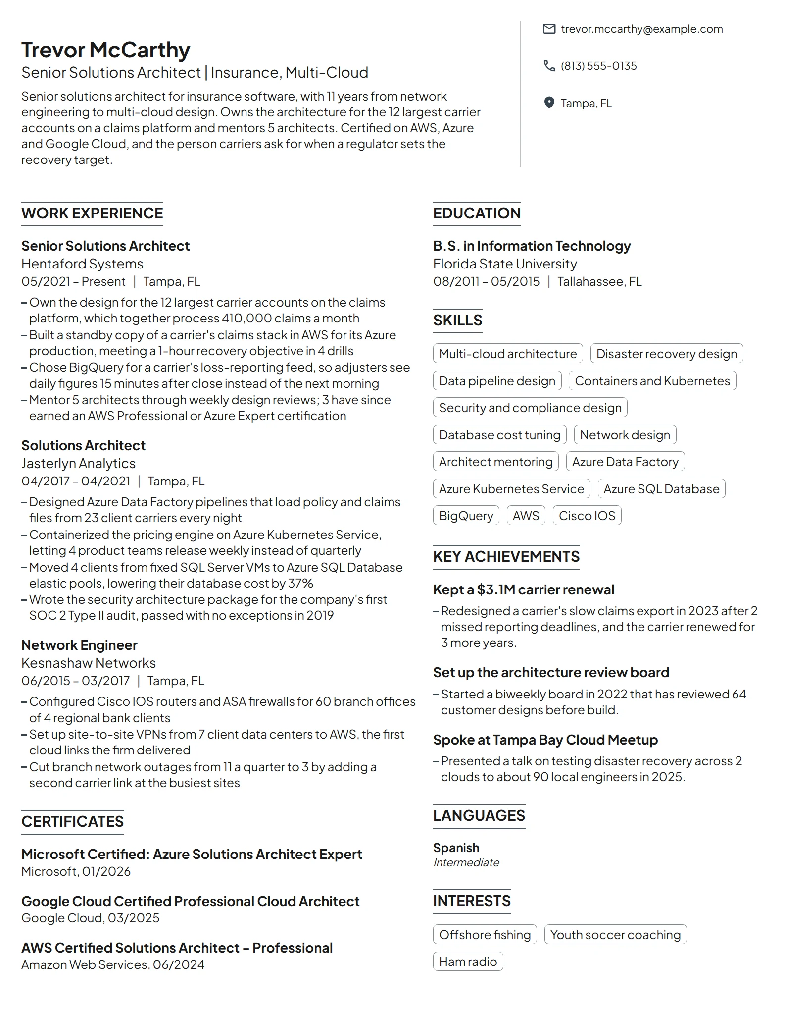 Senior Solutions Architect resume example