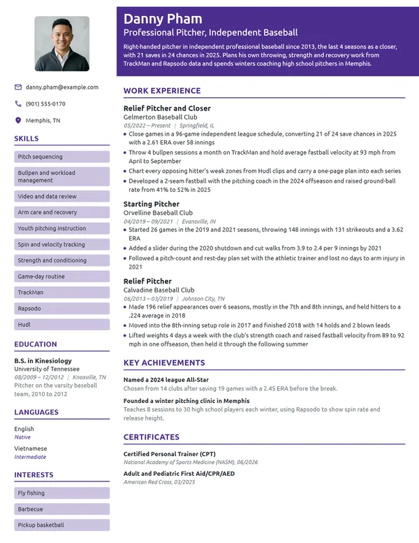Athlete resume example