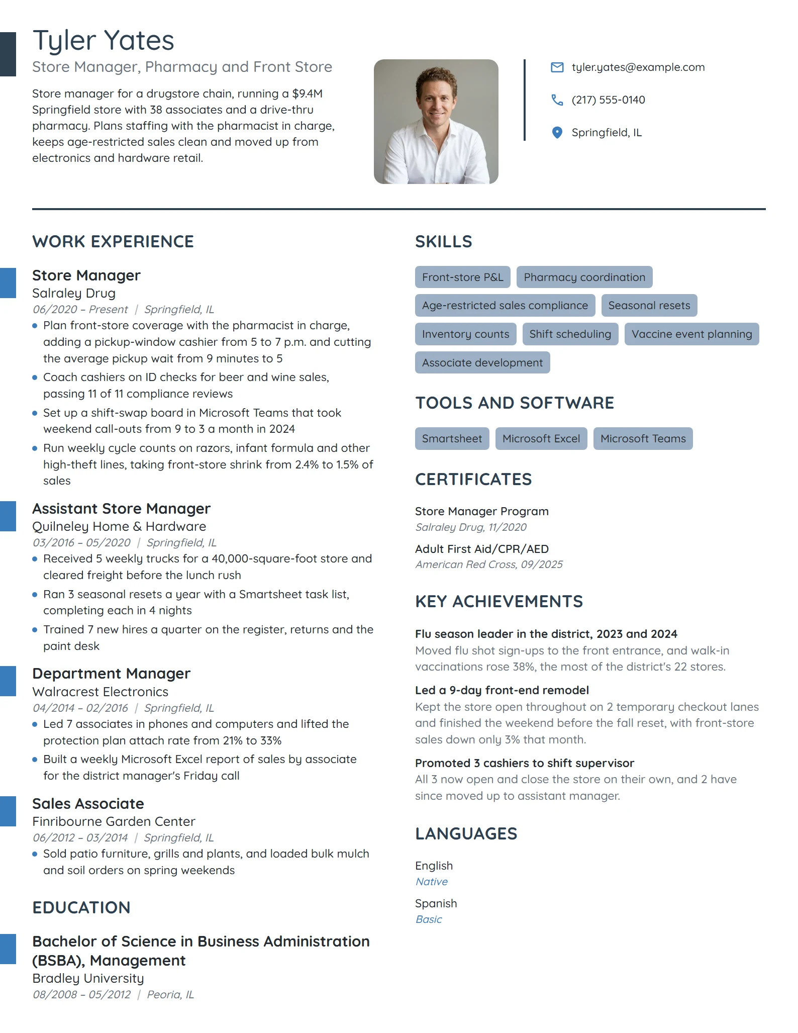 CVS Store Manager resume example