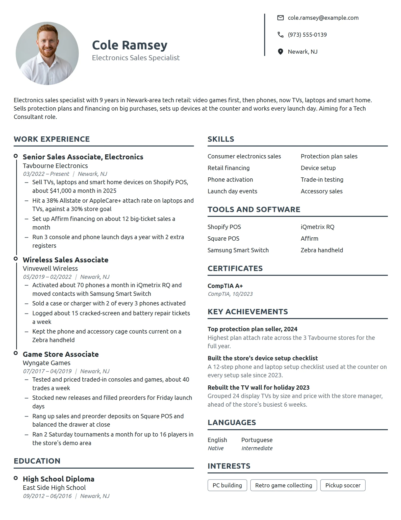Target Electronics Specialist resume example