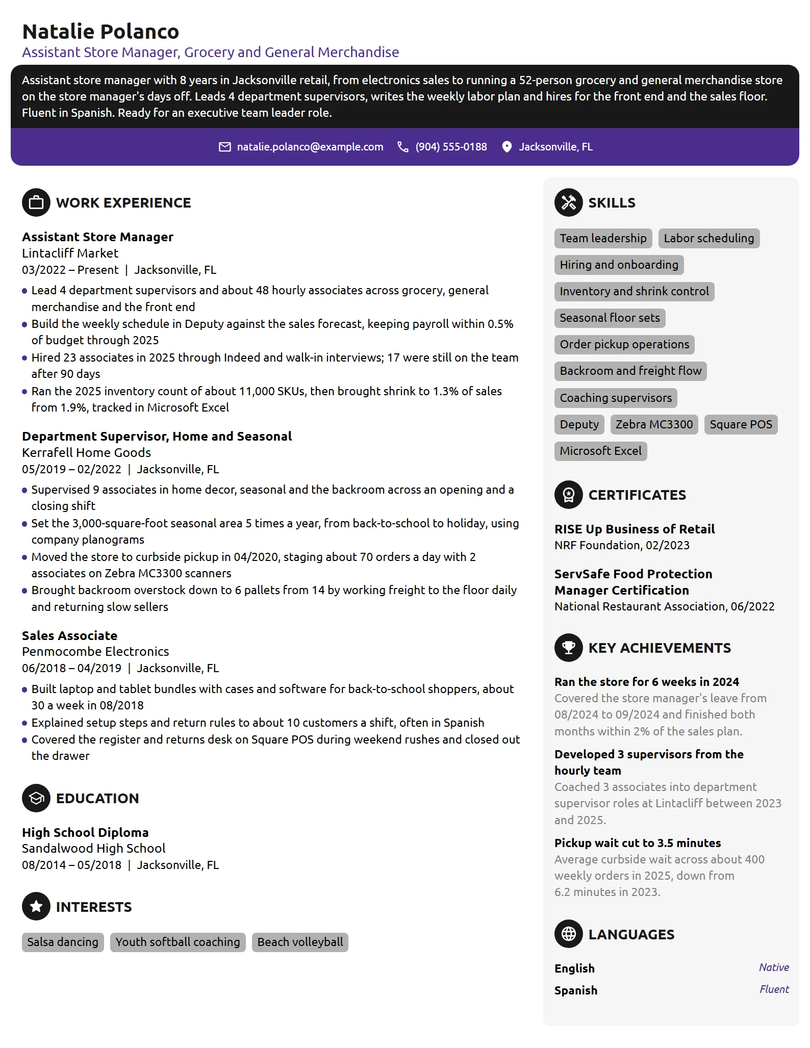 Target Executive Team Leader resume example