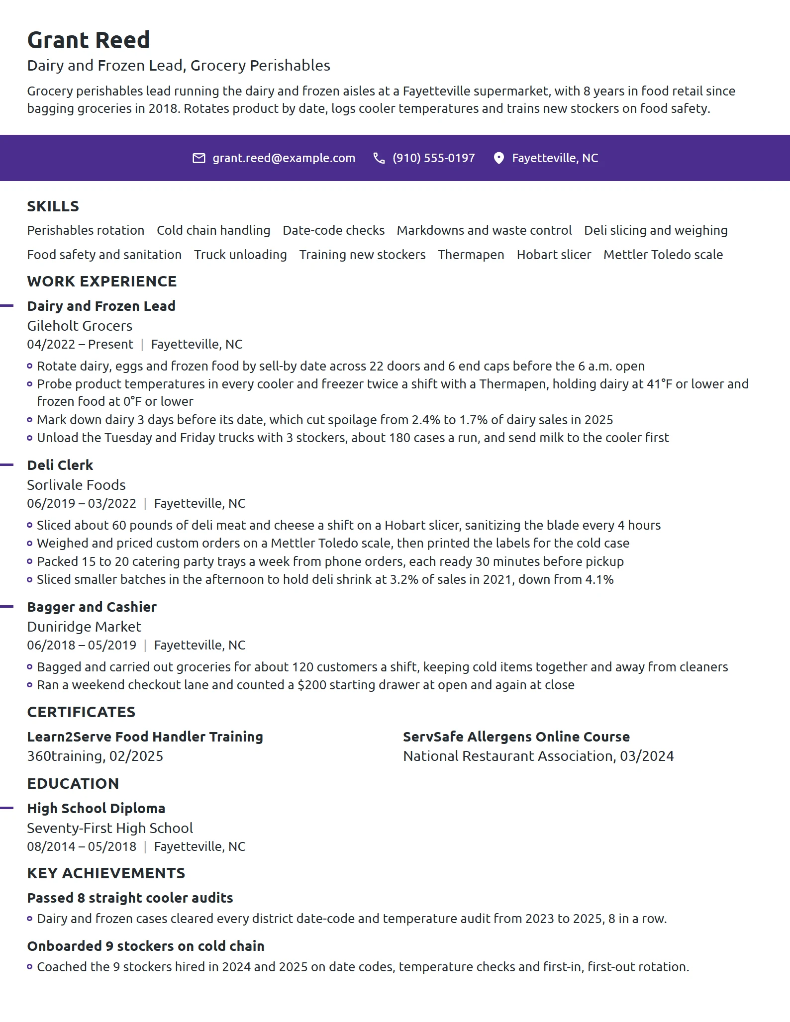 Target Food & Beverage Expert resume example