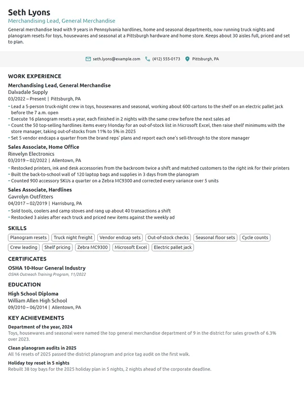 Target General Merchandise Expert resume example