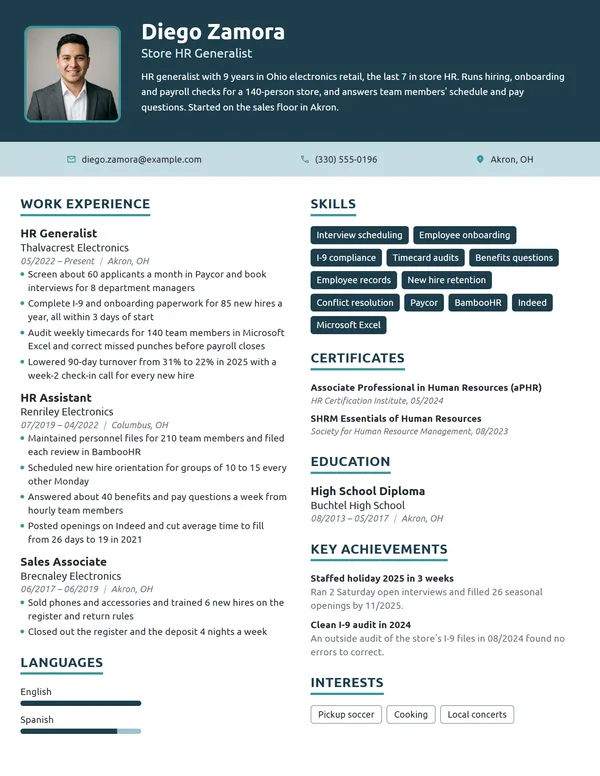 Target Human Resources Expert resume example