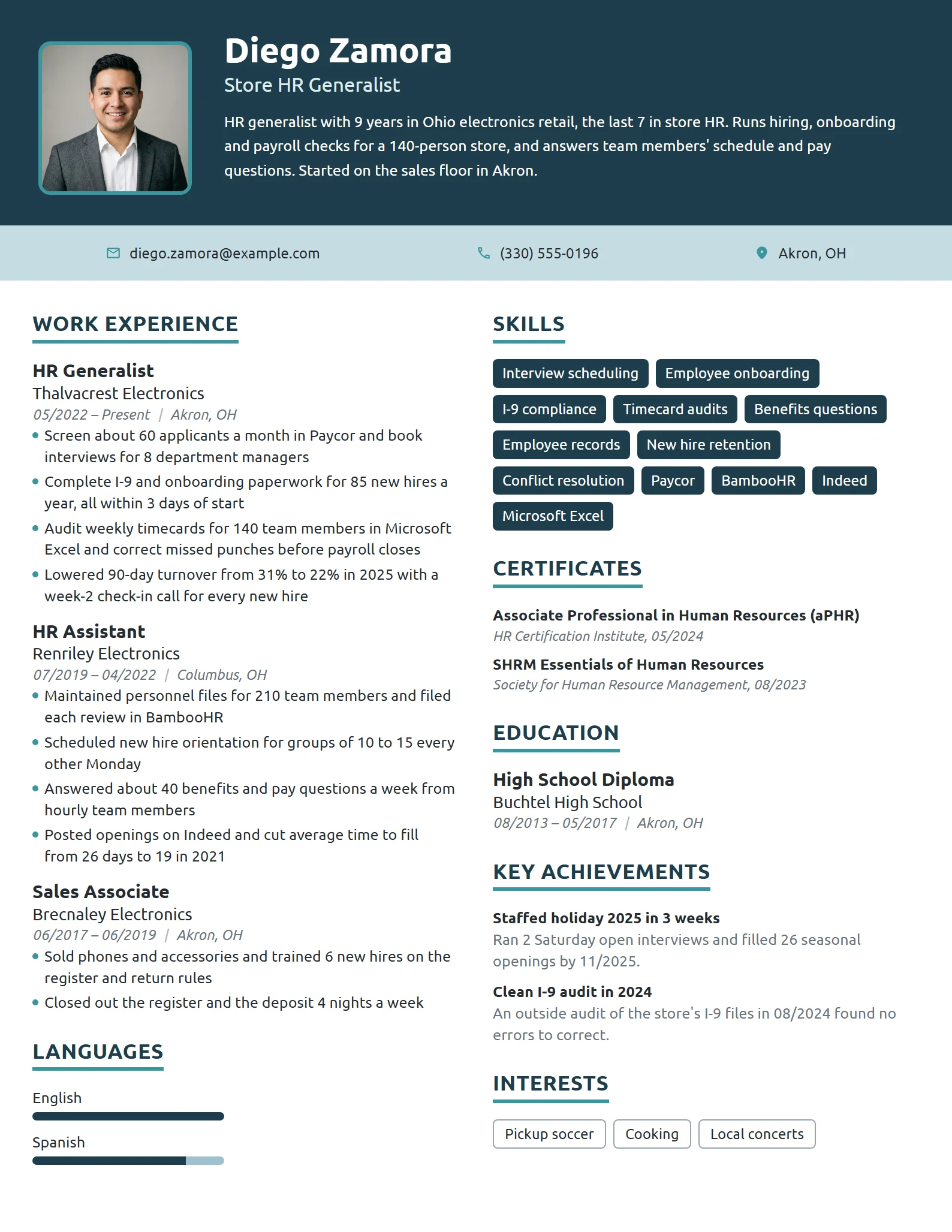 Target Human Resources Expert resume example