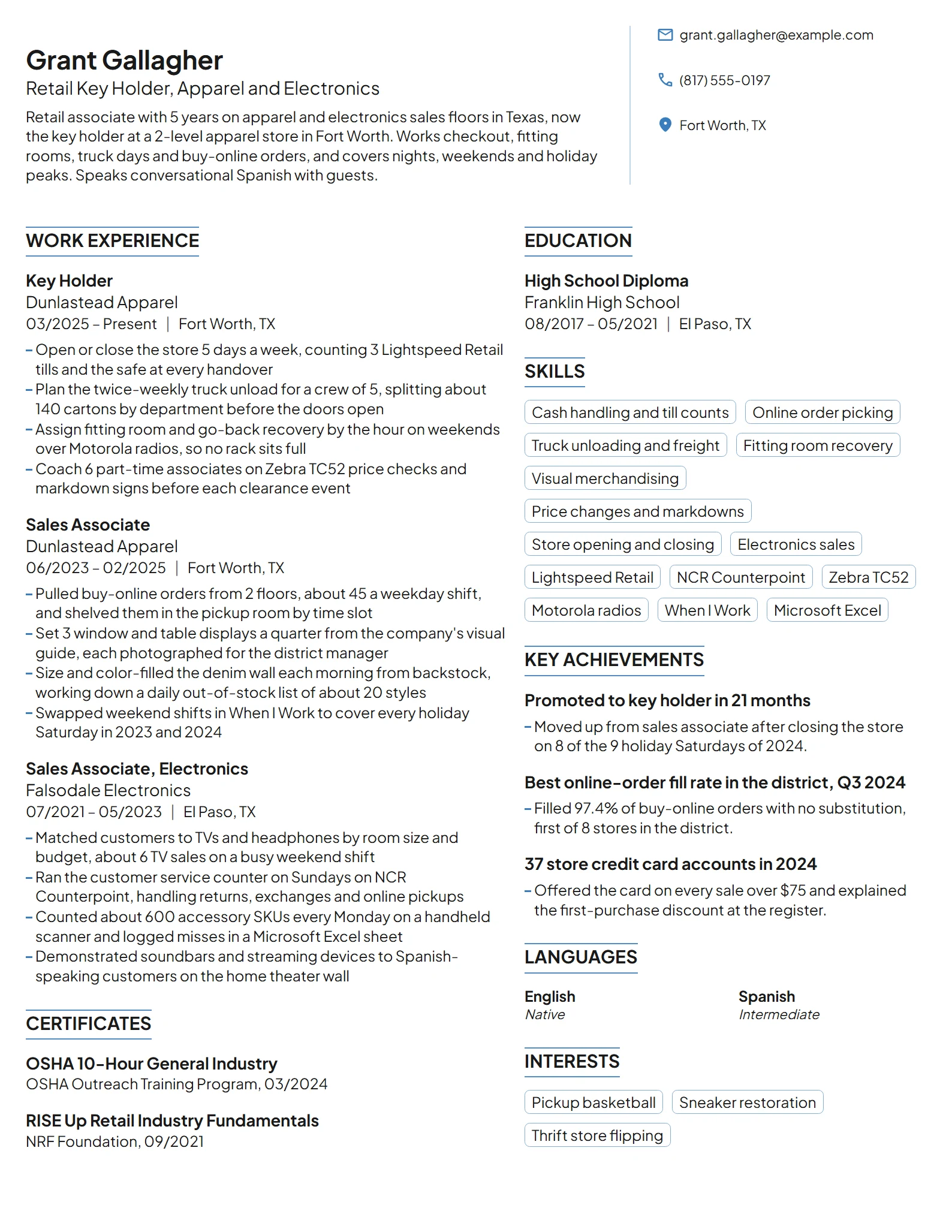 Target resume example