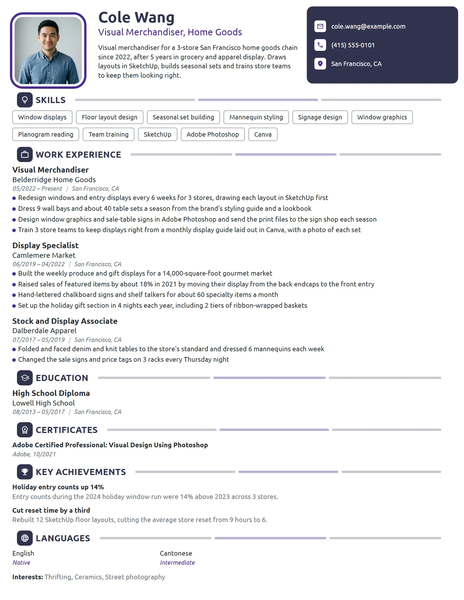 Target Visual Merchandising Expert resume example