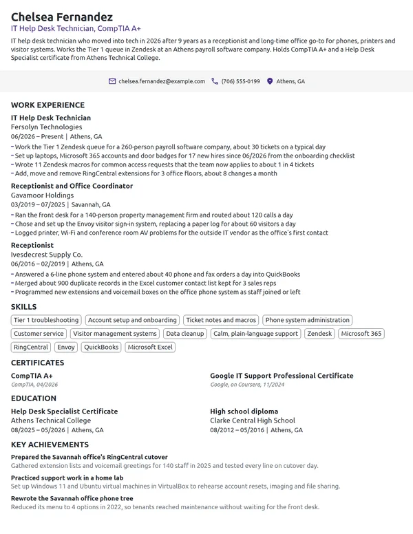 Career Change Tech resume example