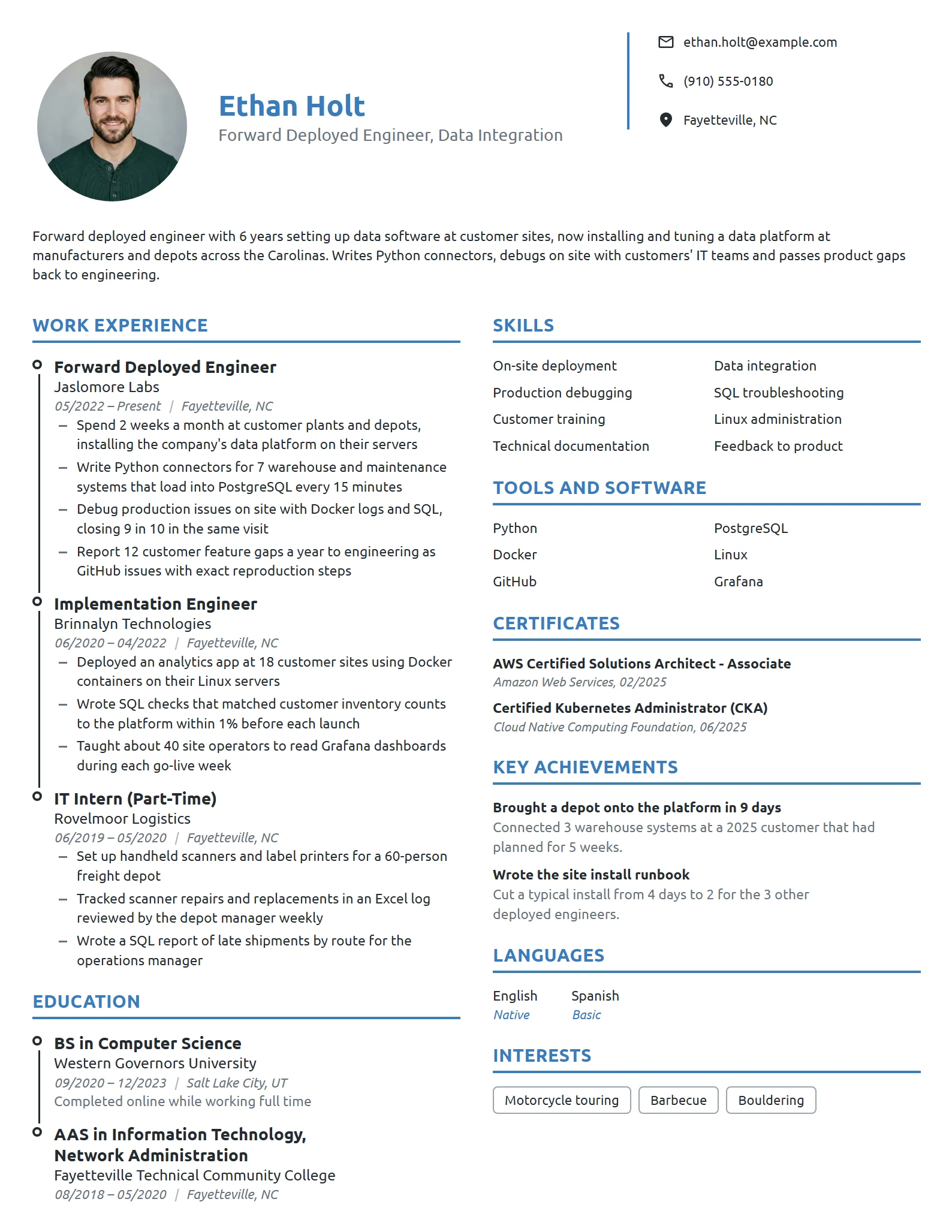 Forward Deployed Engineer resume example