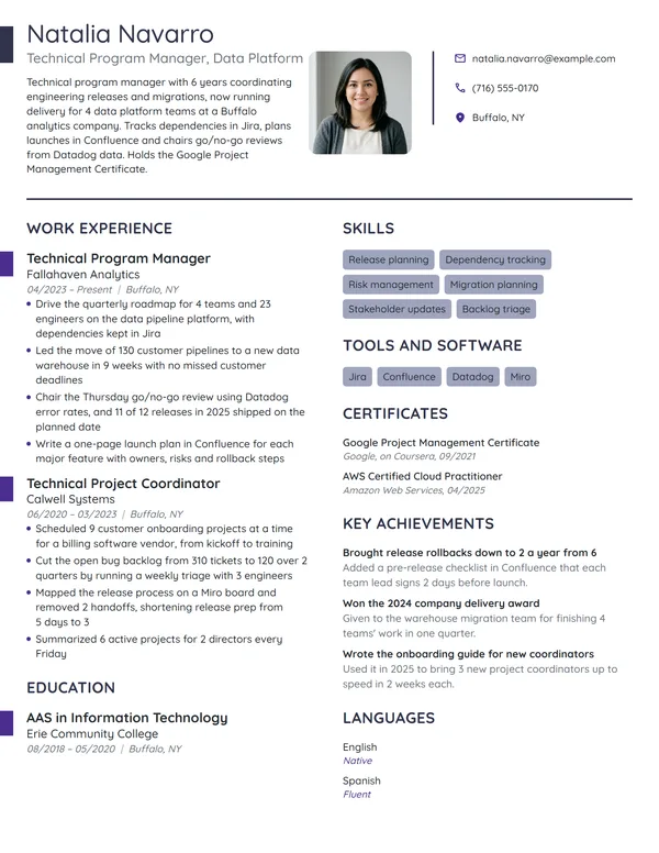 Technical Program Manager resume example