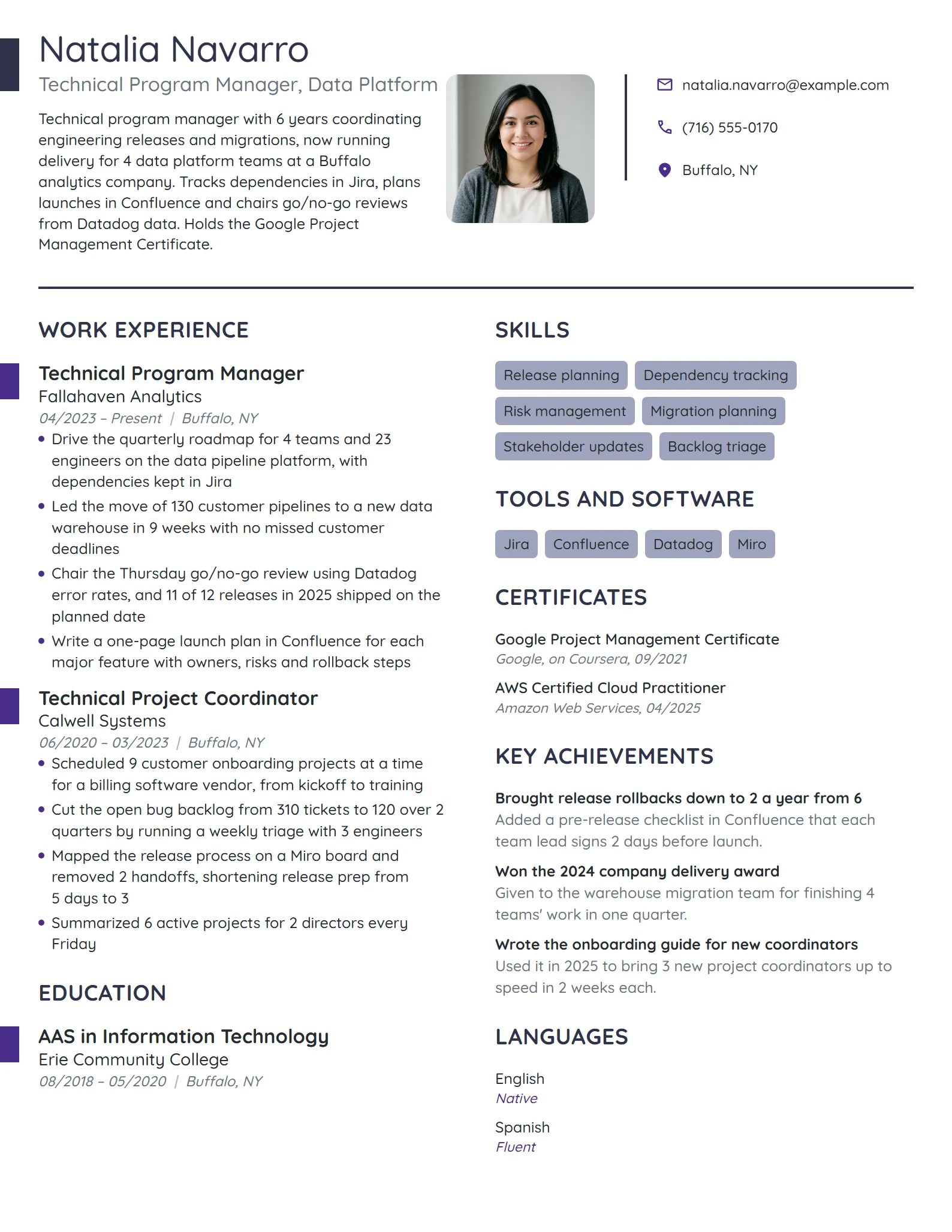 Technical Program Manager resume example