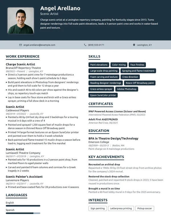Scenic Artist resume example