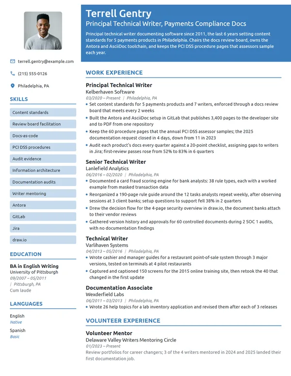 Principal Technical Writer resume example
