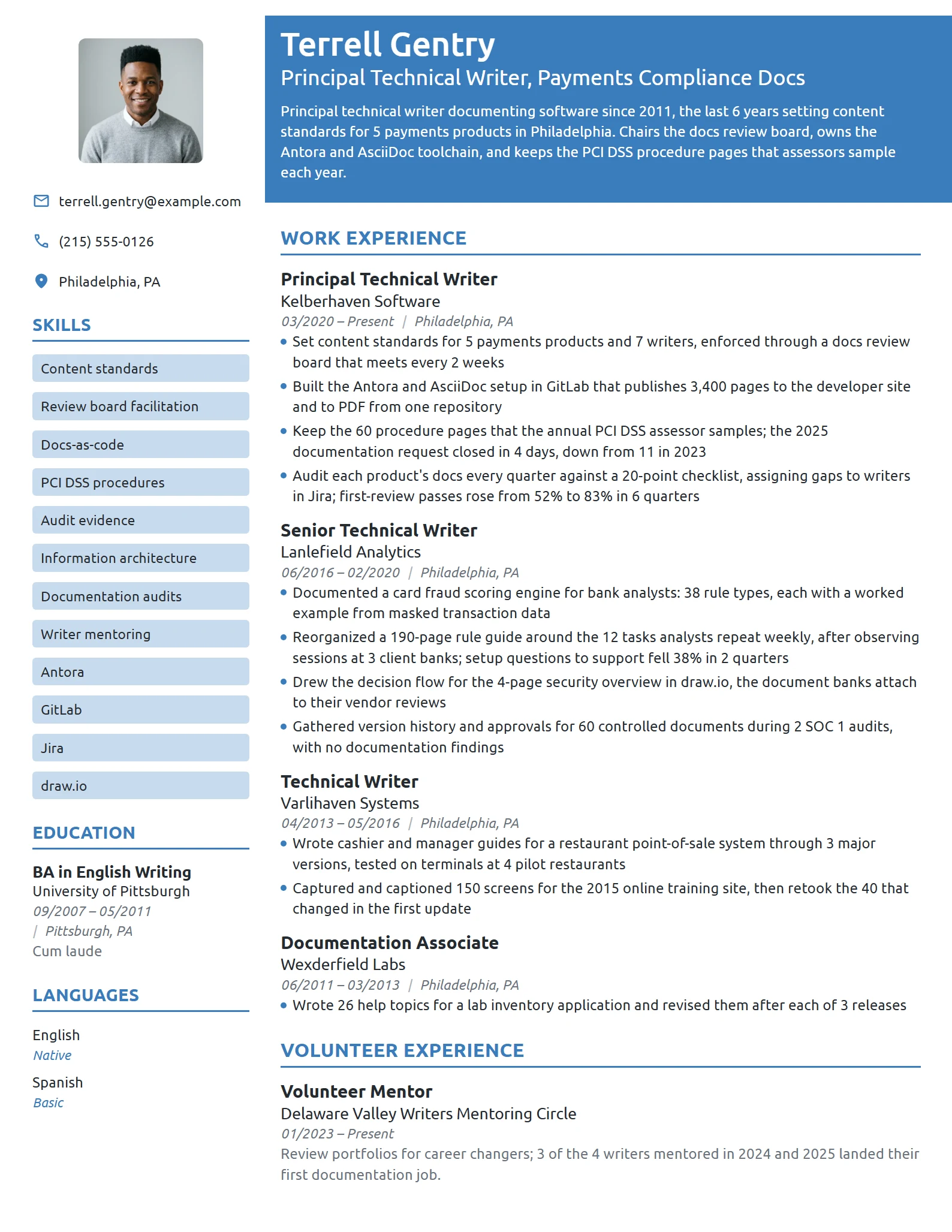 Principal Technical Writer resume example