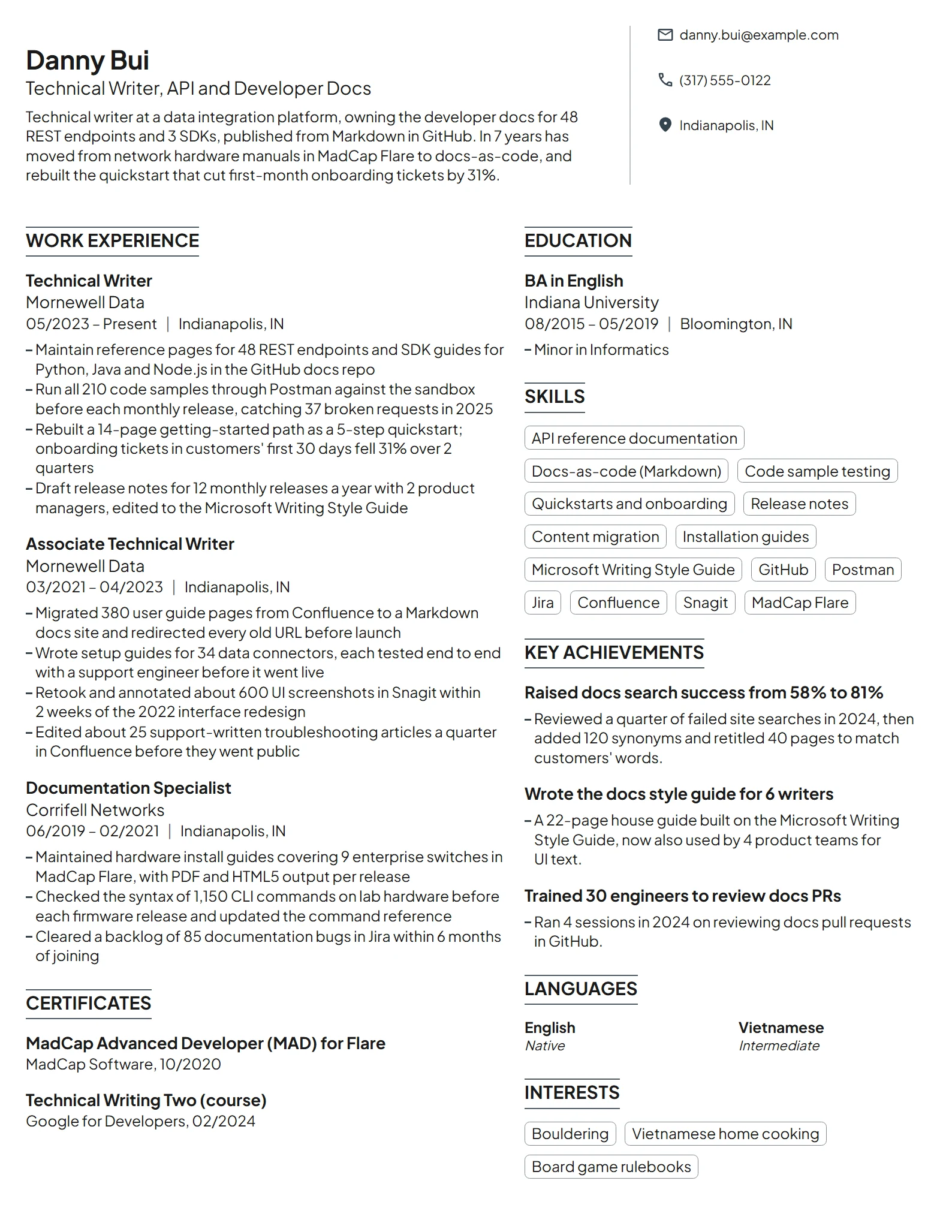 Technical Writer resume example