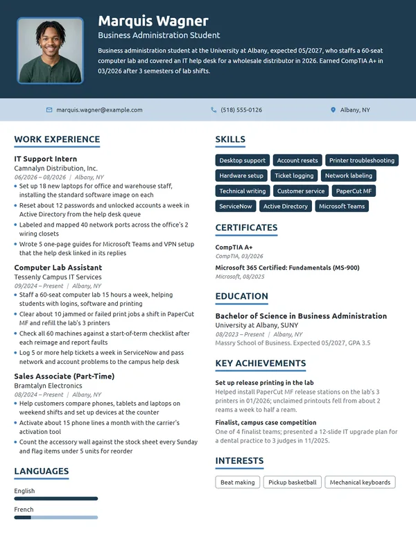 Computer Lab Assistant resume example