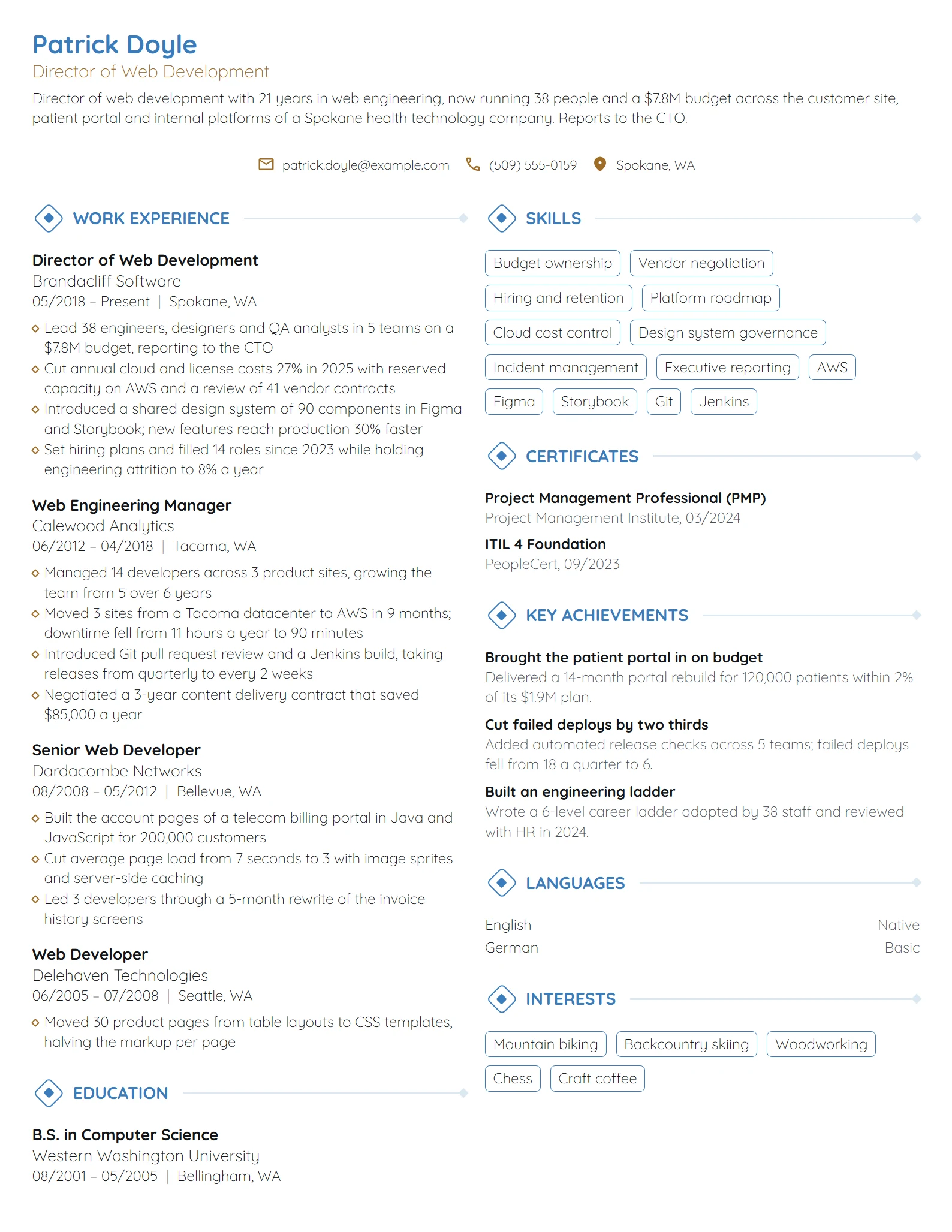 Director of Web Development resume example