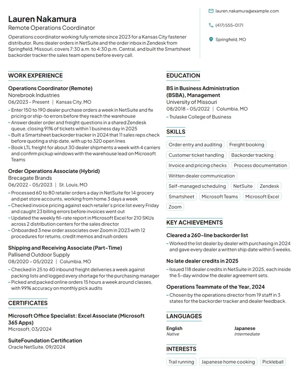 Work-From-Home resume example