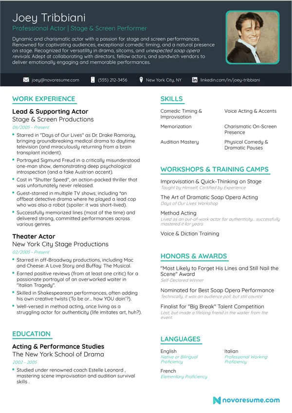 Actor resume example
