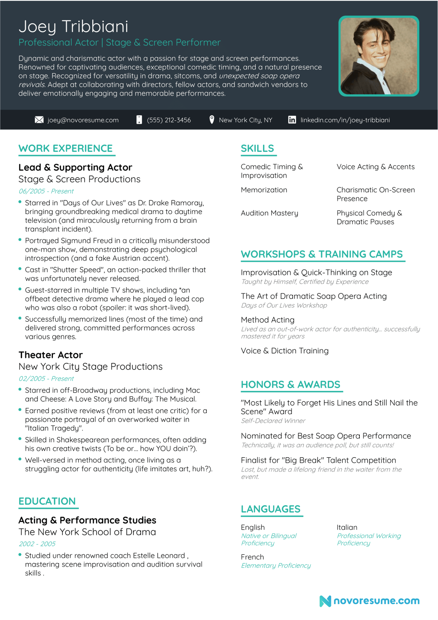 Actor resume example
