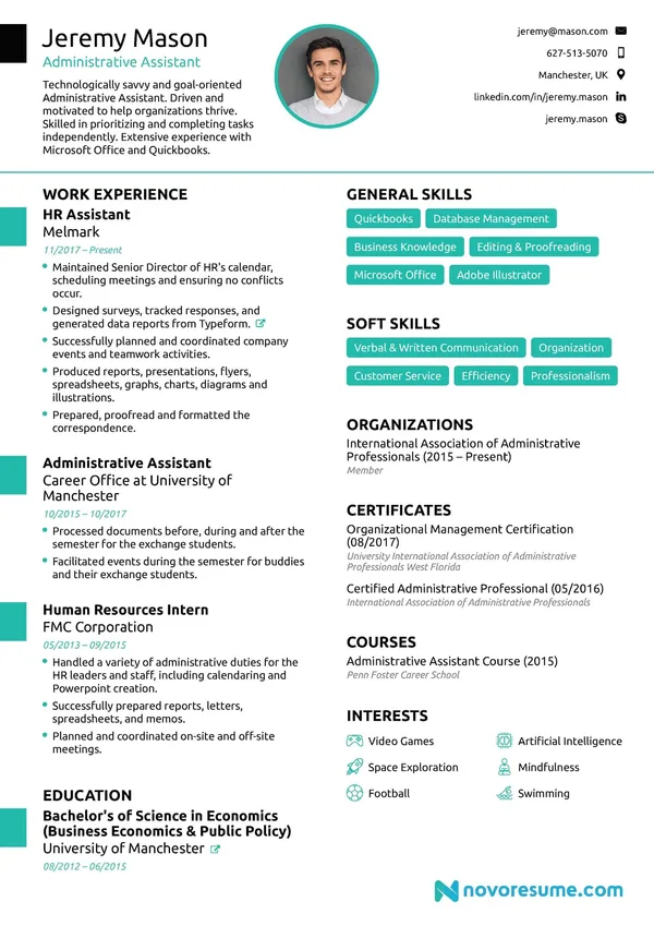 Administrative Assistant Resume with Photo resume example