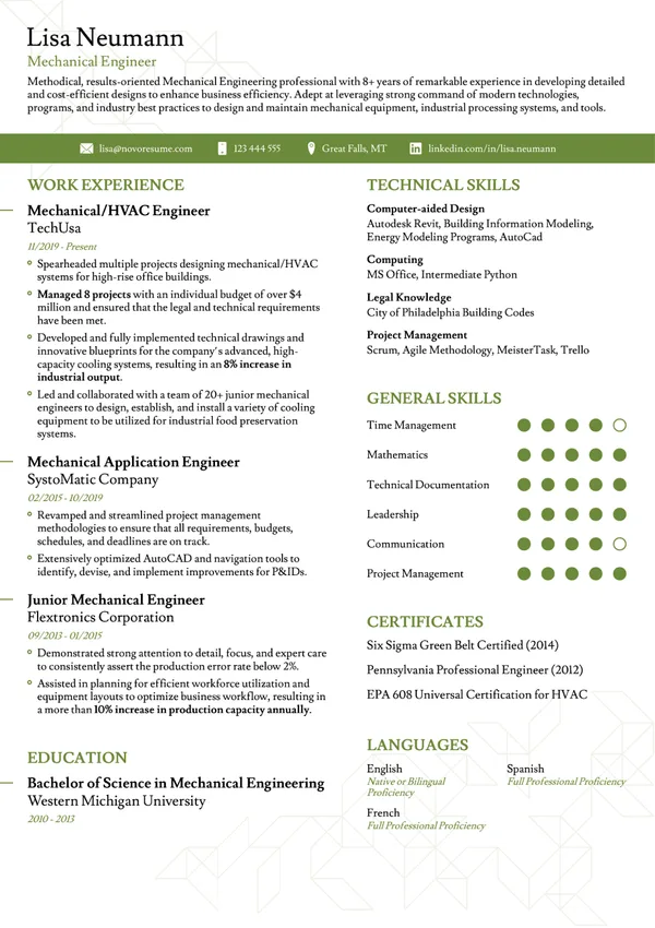 Simple ATS resume example