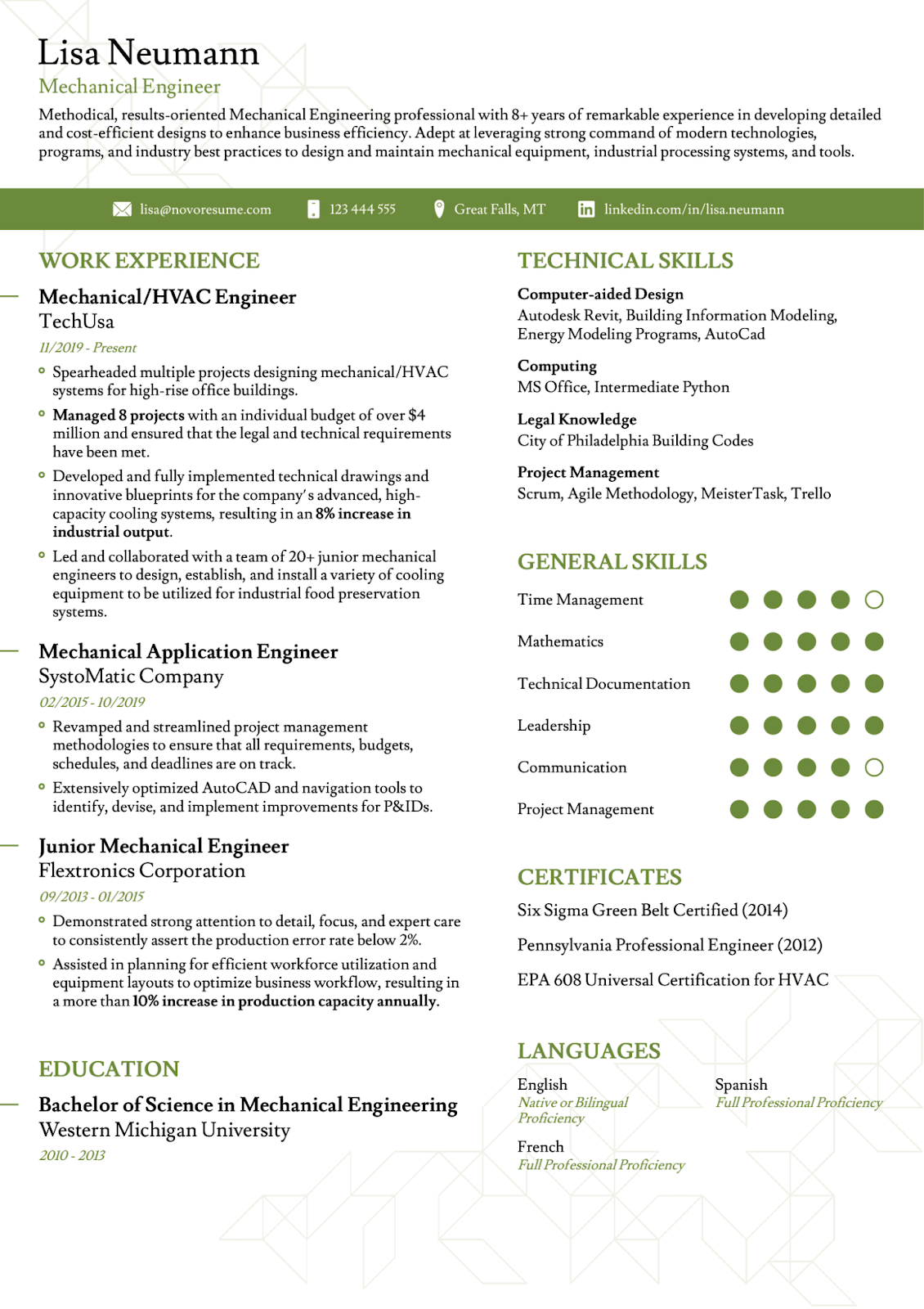 Simple ATS resume example
