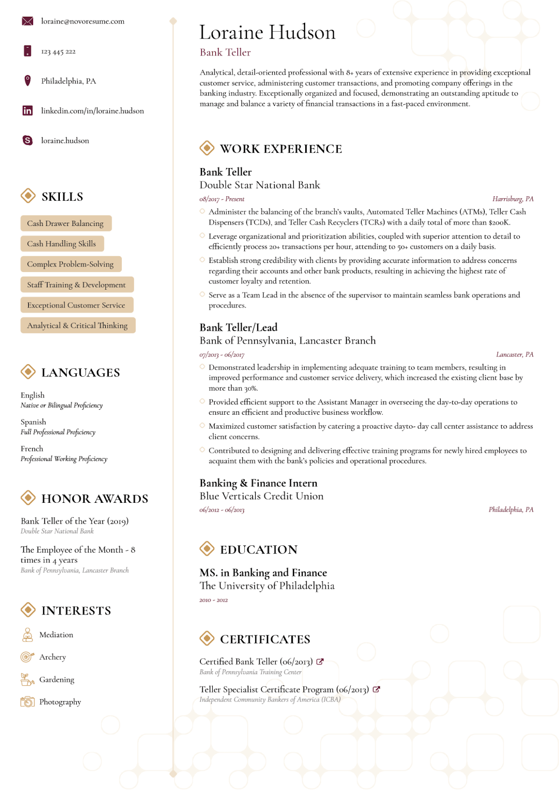 Minimalist ATS resume example