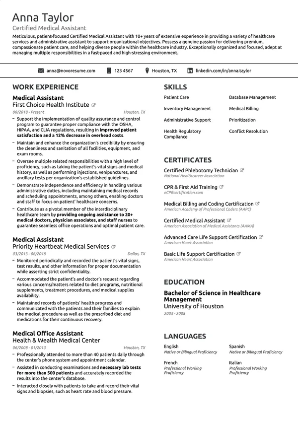 Basic ATS resume example