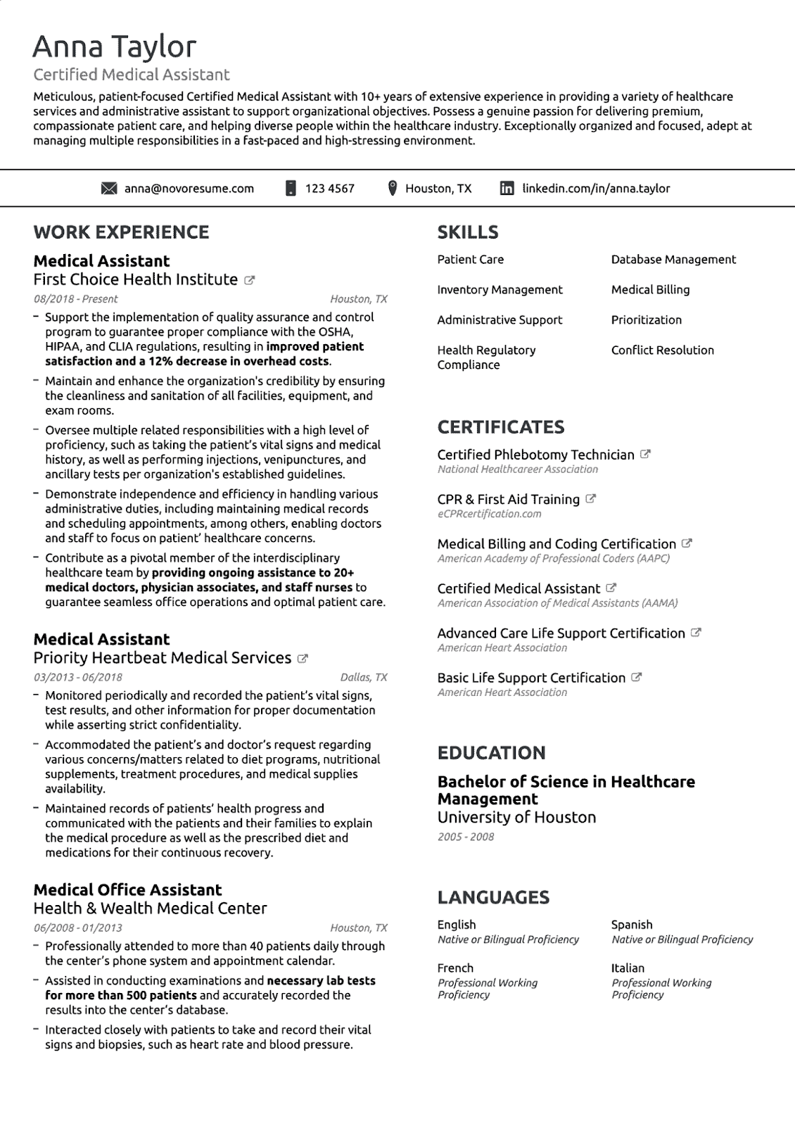 Basic ATS resume example