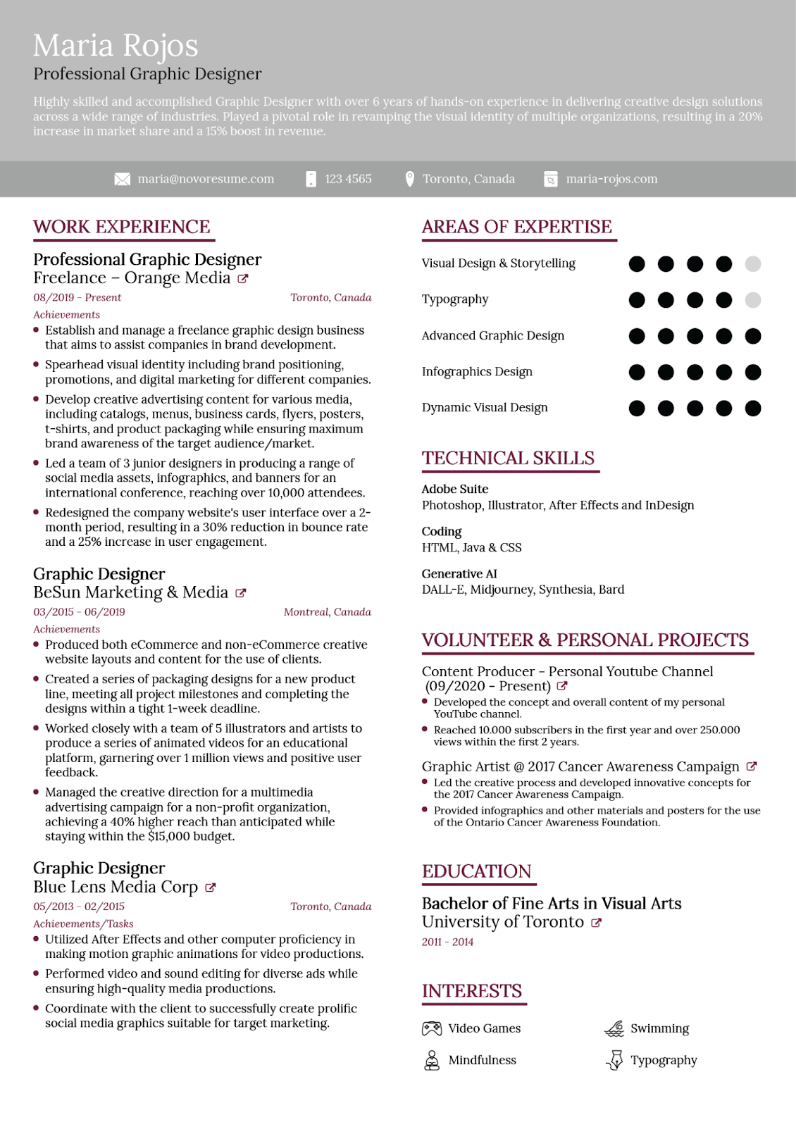 Creative ATS resume example