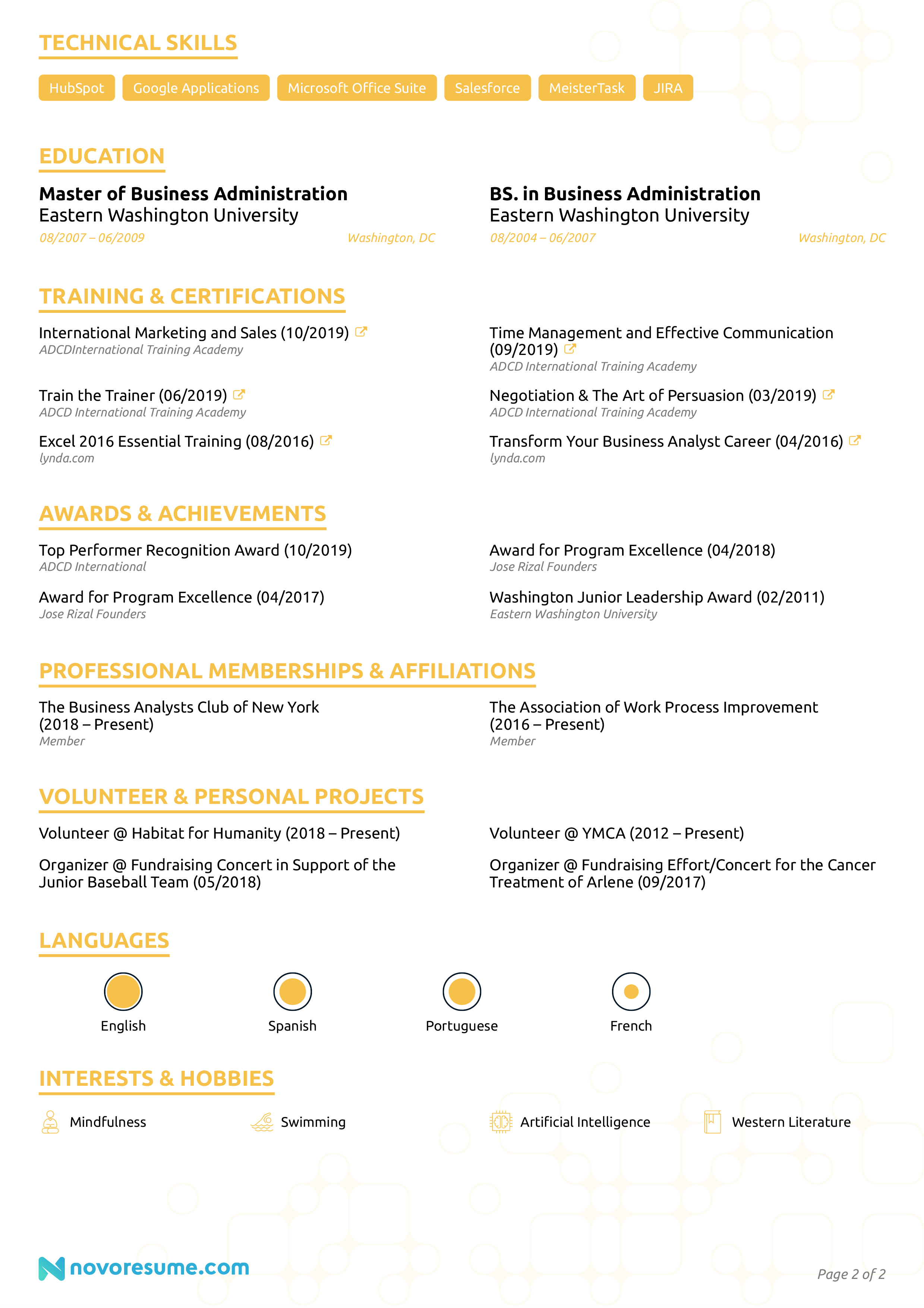 Business Analyst Resume with Photo resume example, page 2