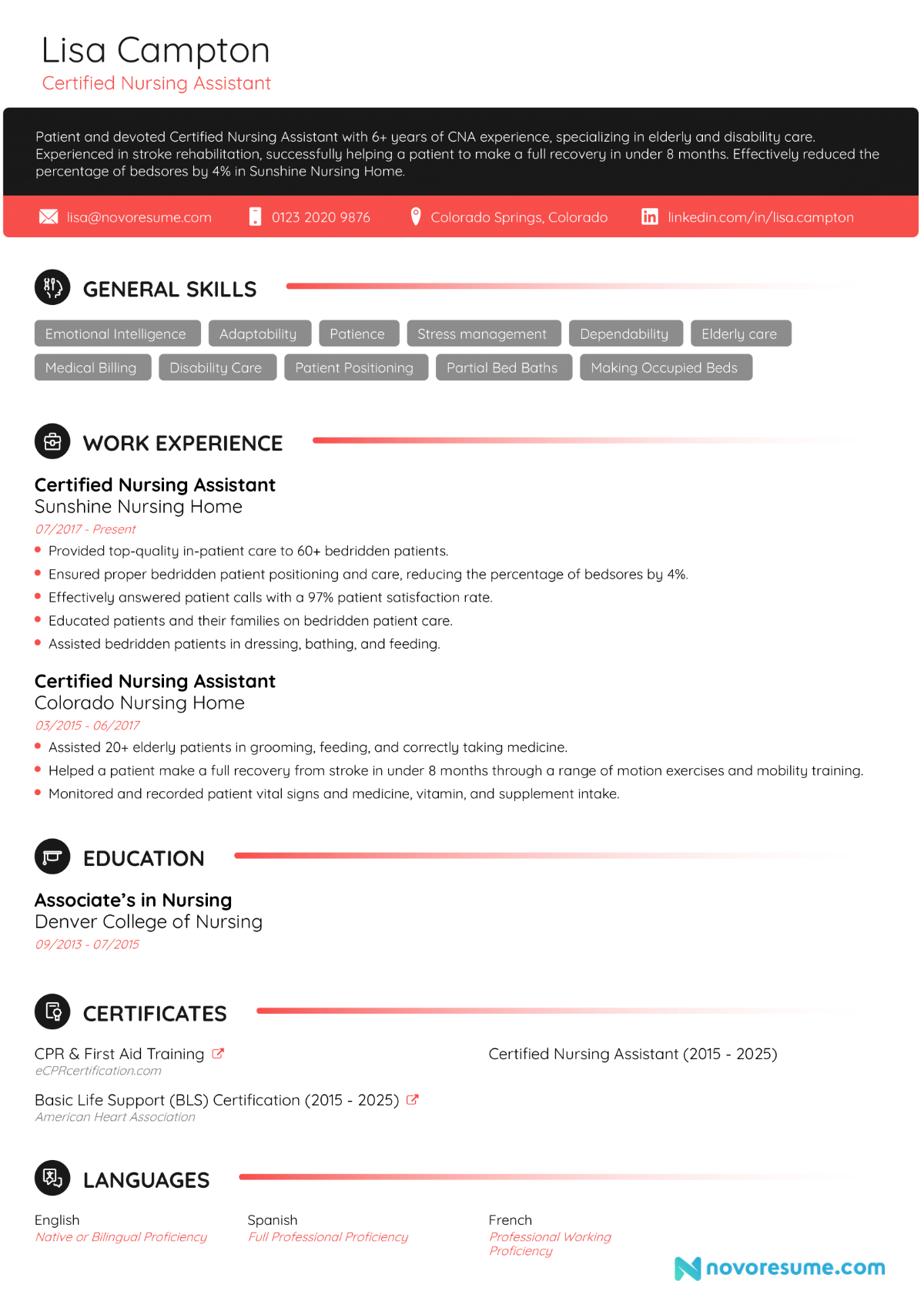 CNA resume example
