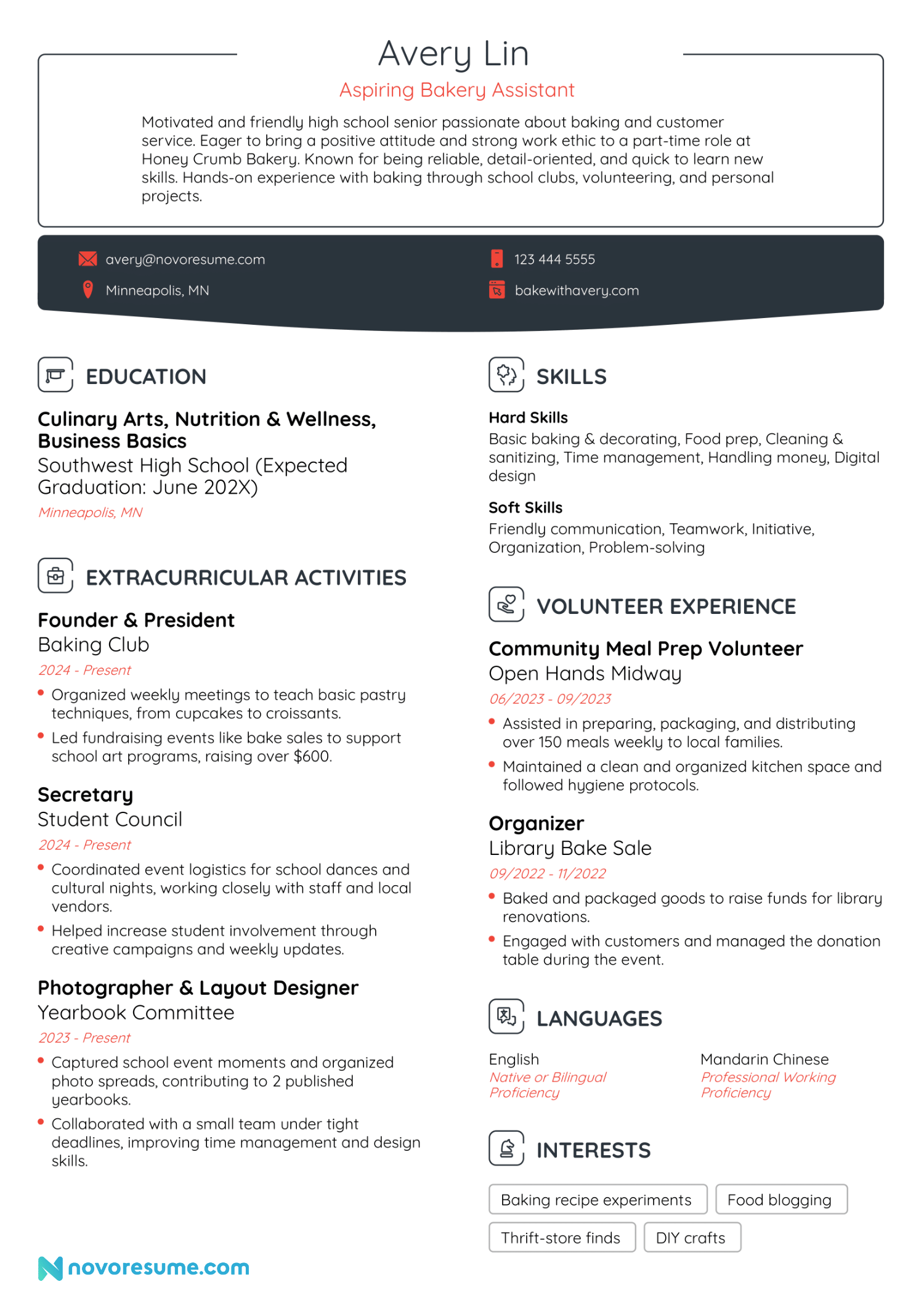 Part-Time Student resume example