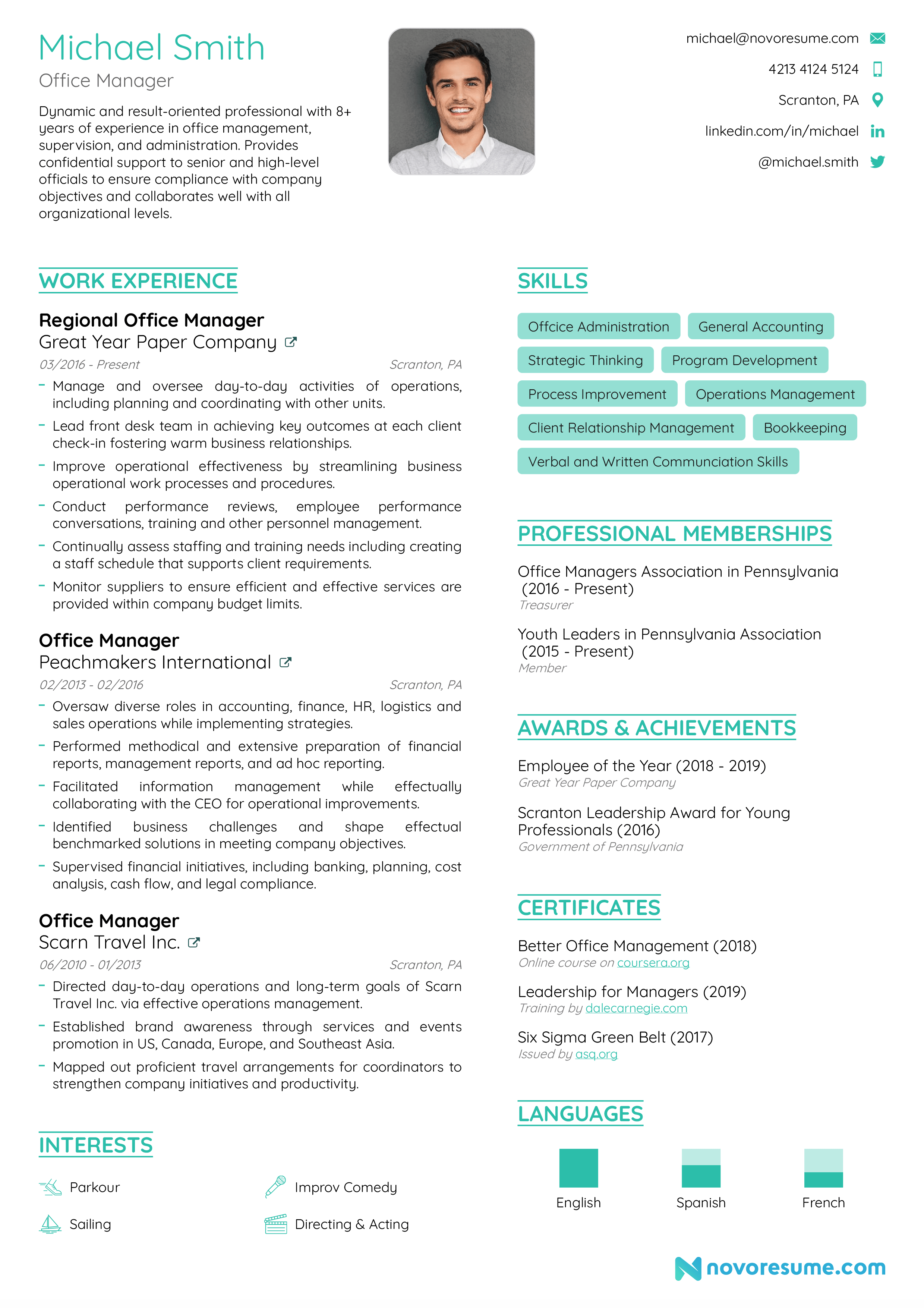 Office Manager Resume with Photo resume example
