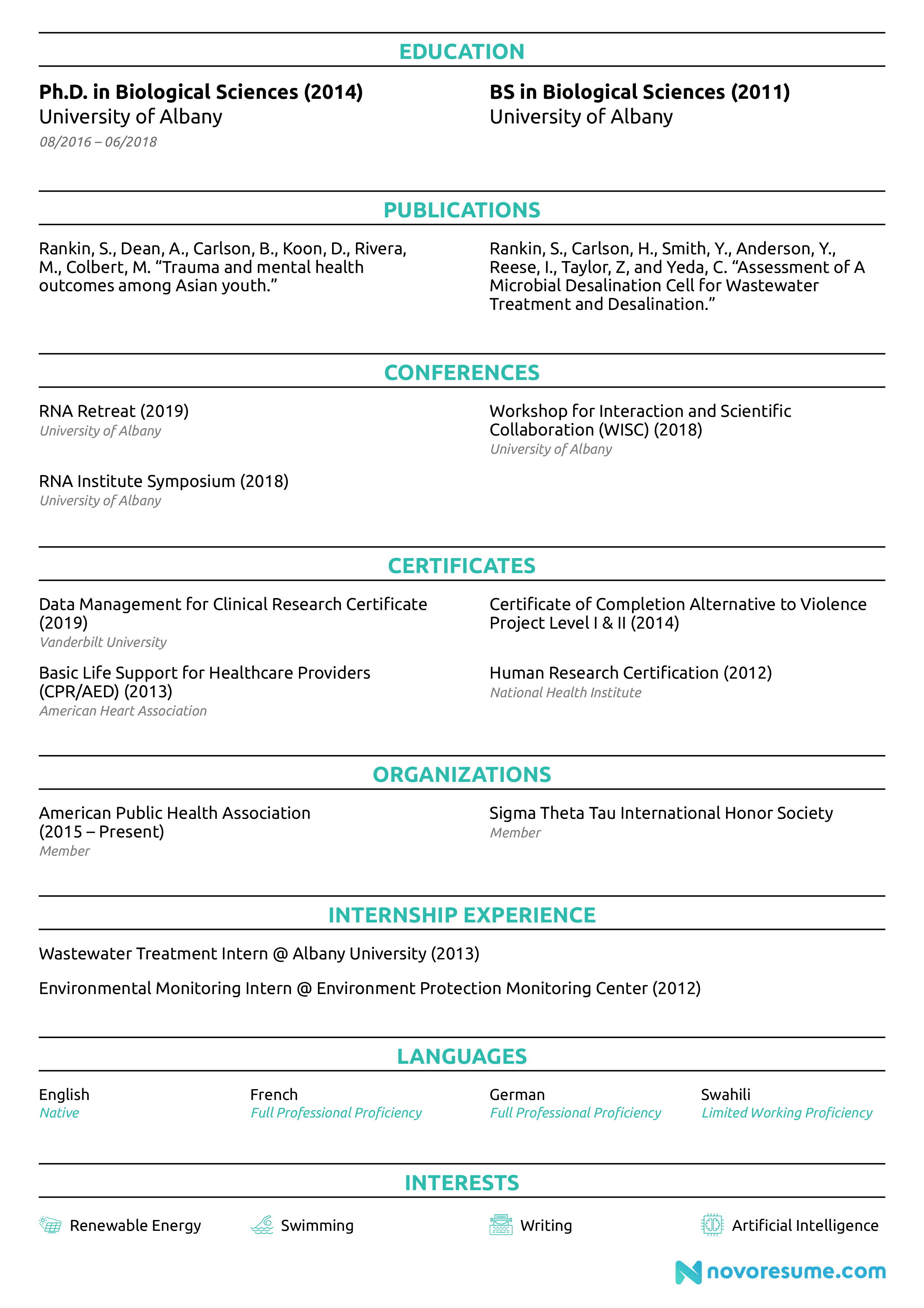Research Assistant resume example, page 2