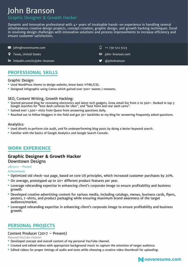 Hybrid Graphic Designer resume example
