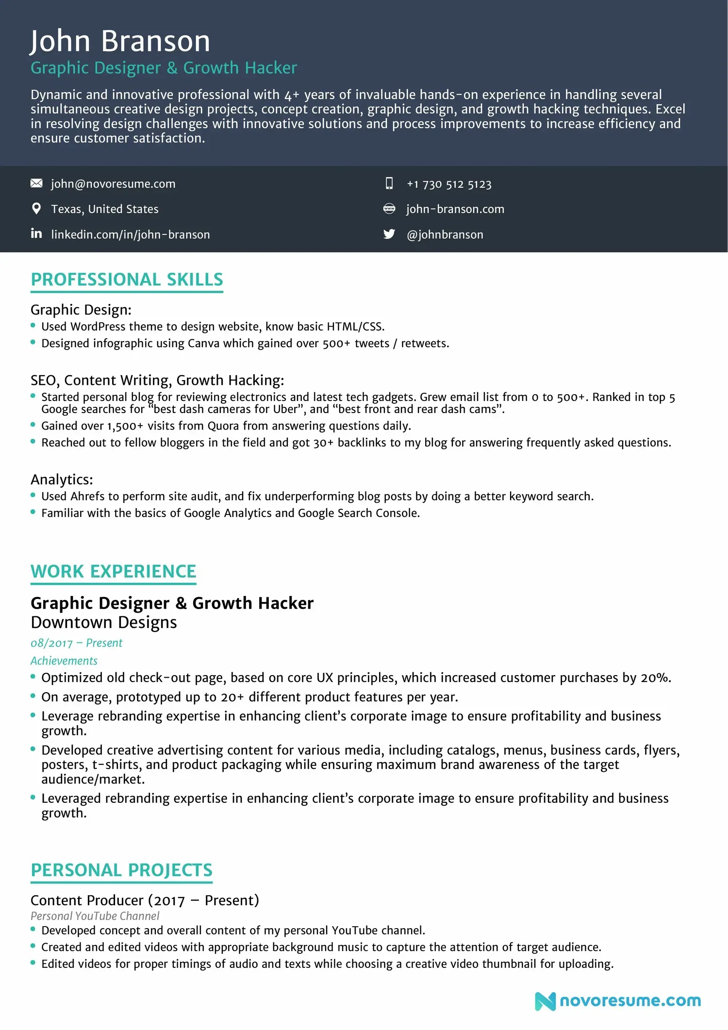 Hybrid Graphic Designer resume example