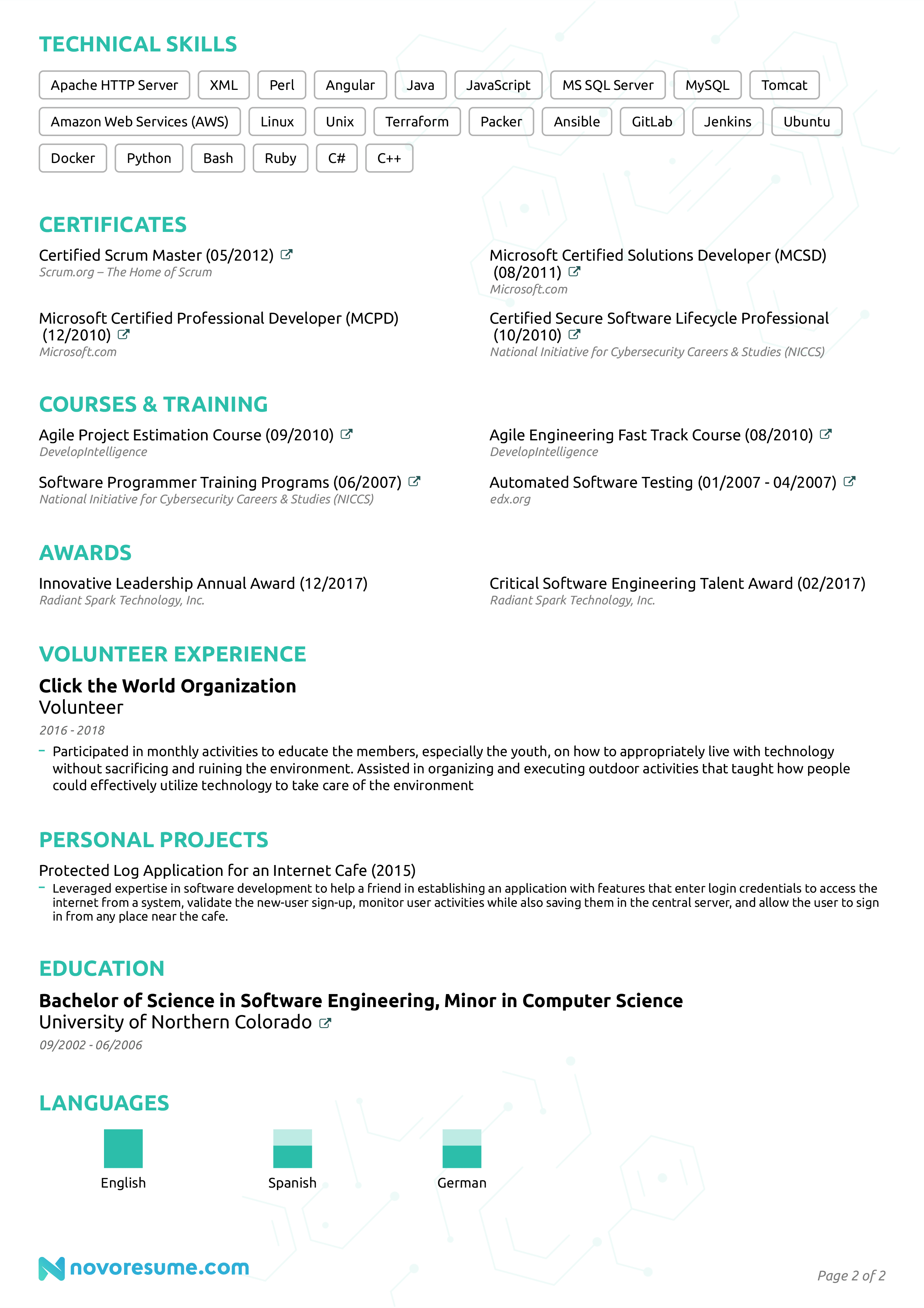 Software Engineer Resume with Photo resume example, page 2
